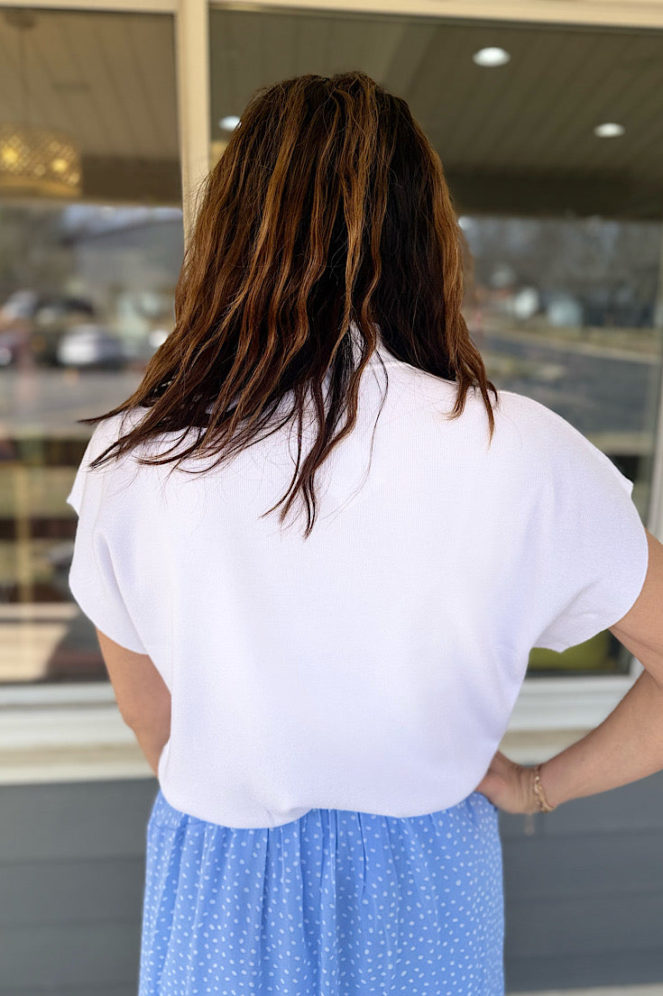 Avery White Mock Neck Sweater Top