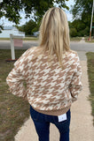Miles Taupe Houndstooth Print Sweater