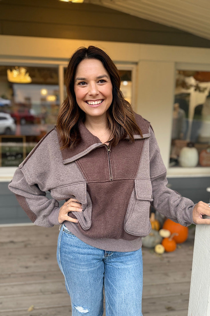 Hunter Mocha Inside Out 1/4 Zip