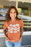 Whimsical Pumpkins on Rust CC Tee