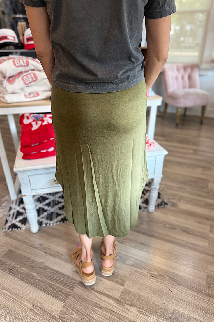 Ember Button Front Midi Skirt {2 colors}