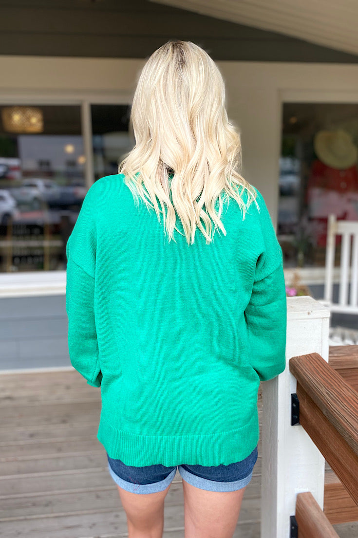 Felicity Emerald V-neck Sweater