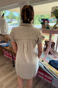 Foster Olive Stripe Shirt Dress