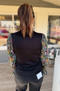 Sutton Black Floral Sleeve Top