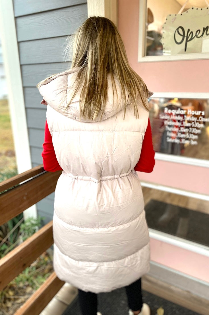 Katherine Long Zip Up Puffer Hoodie Vest Jacket {2 colors}