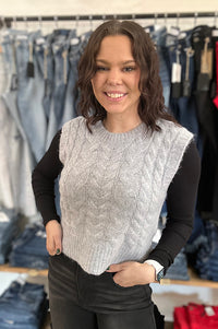 Rissa Grey Cable Knit Sweater Vest