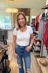 Sarah Ribbed Round Neck White Tee