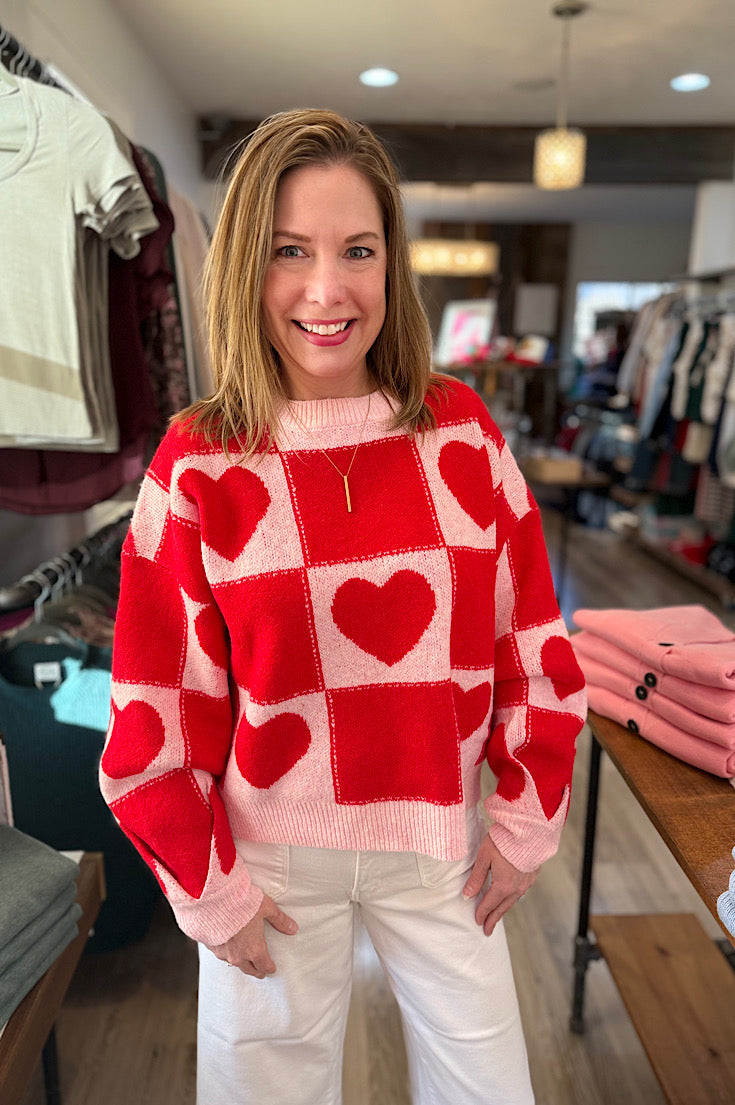 Callie Heart Checker Sweater