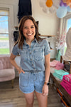 Louis Elastic Waist Chambray Shorts