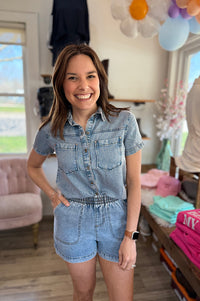 Louis Elastic Waist Chambray Shorts