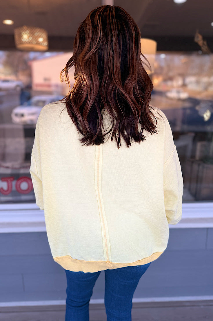 Sunny Yellow Ribbed Raw Edge Pullover