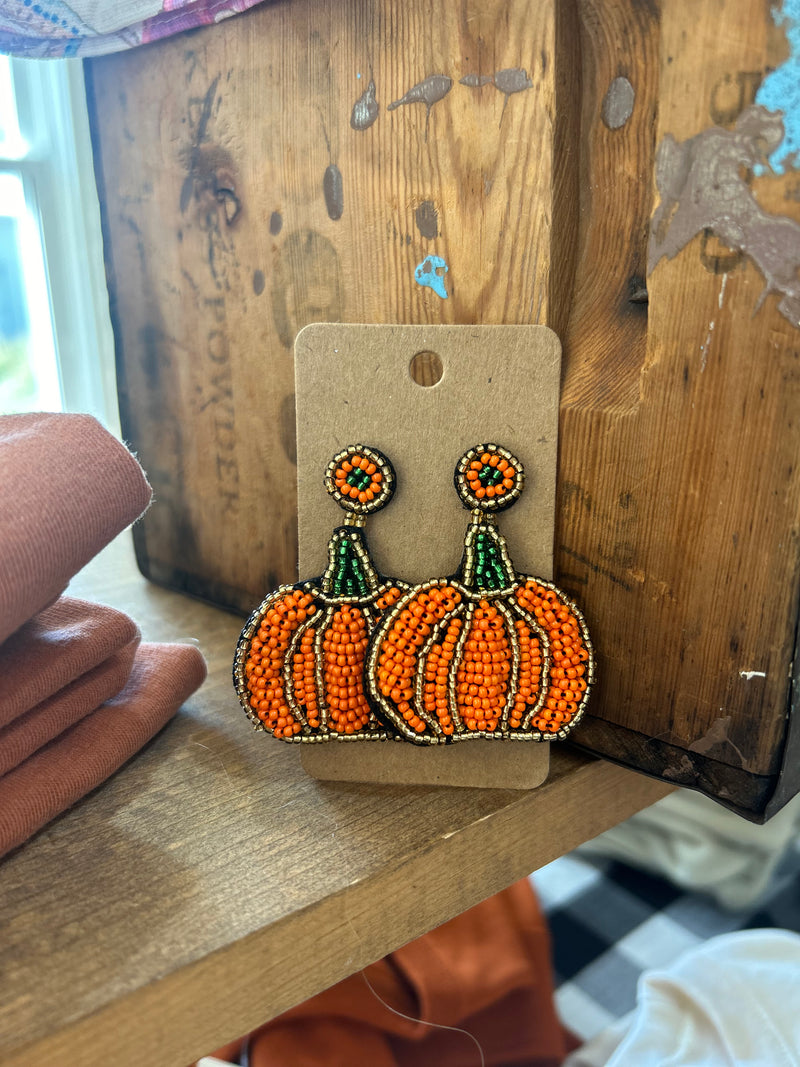 Pumpkin Seed Bead Drop Earrings