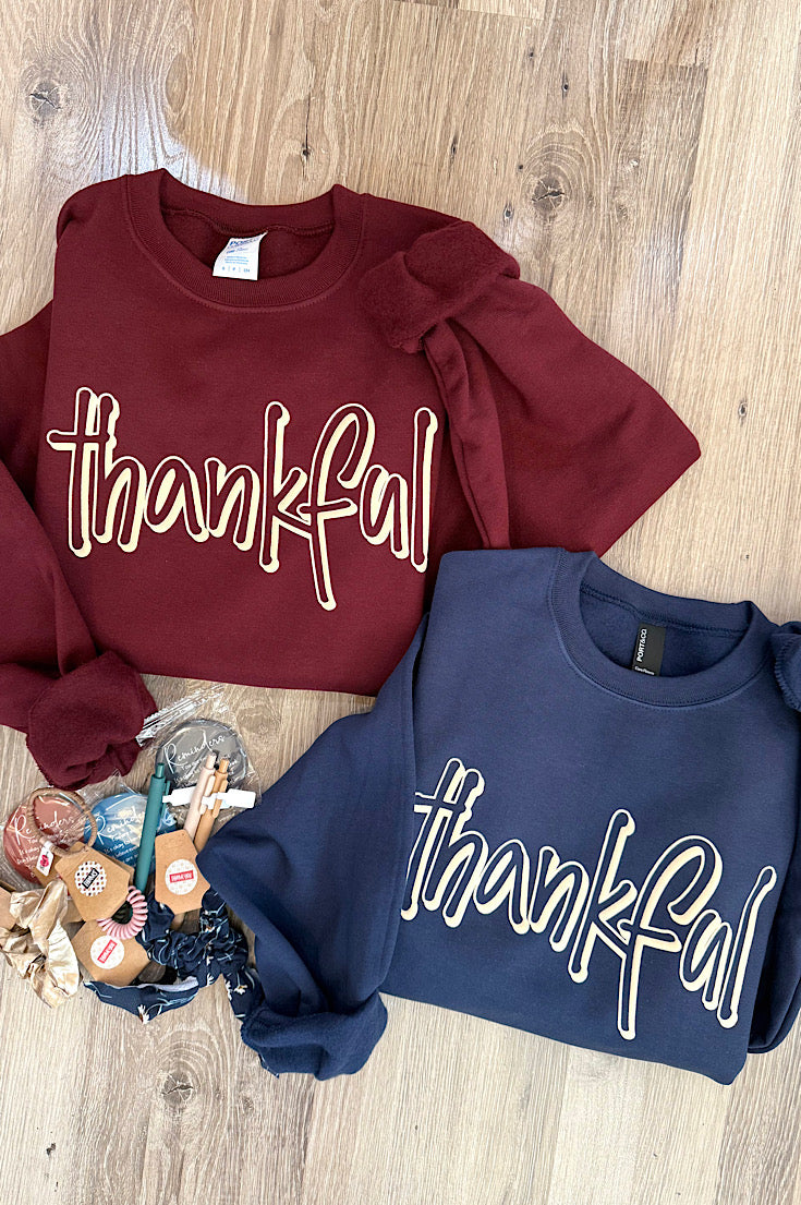 Thankful Puff Print Sweatshirt {2 colors}