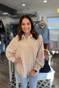 Abby Beige Brushed Ribbed Shacket