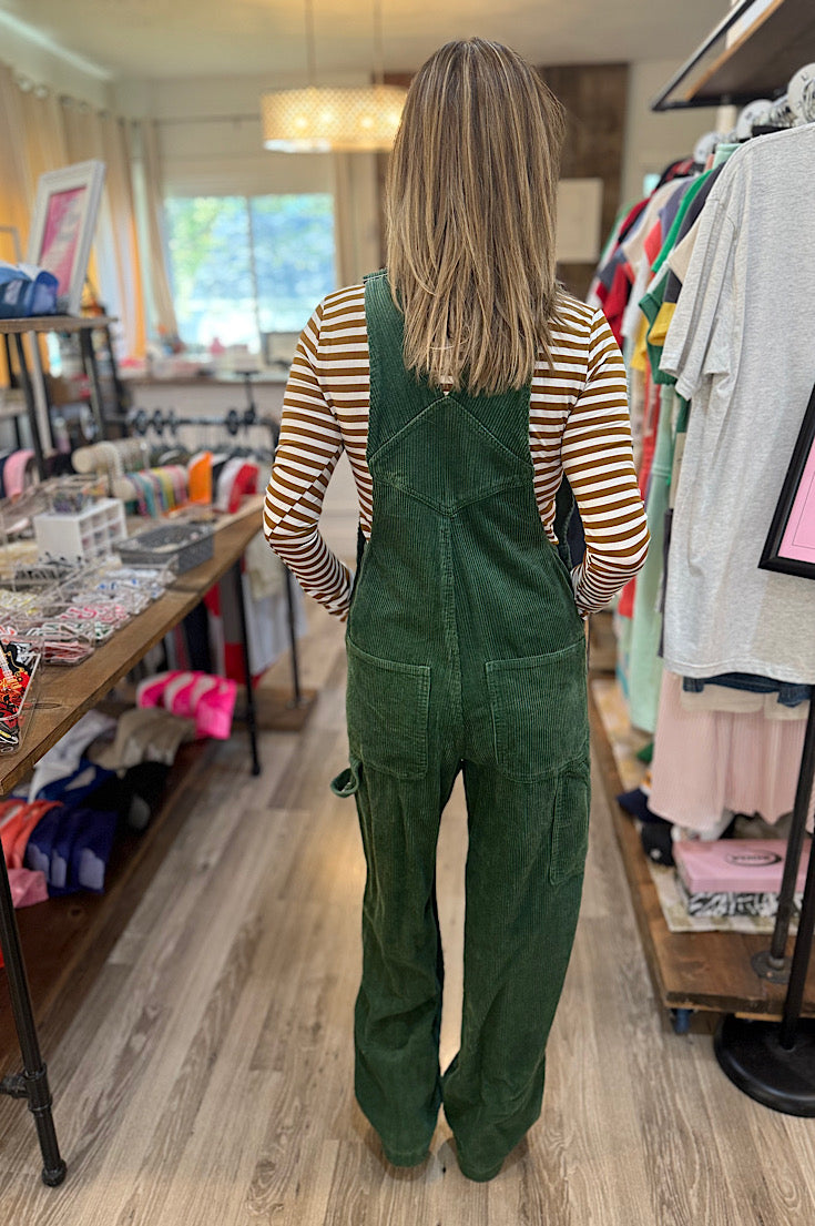 Ashwin Olive Corded Overalls