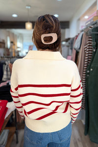 Bergen Ivory & Red Stripe Sweater