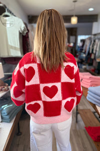 Callie Heart Checker Sweater