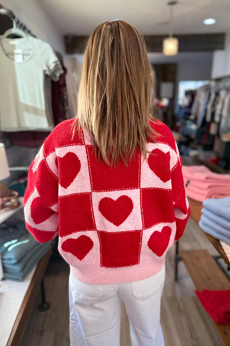 Callie Heart Checker Sweater