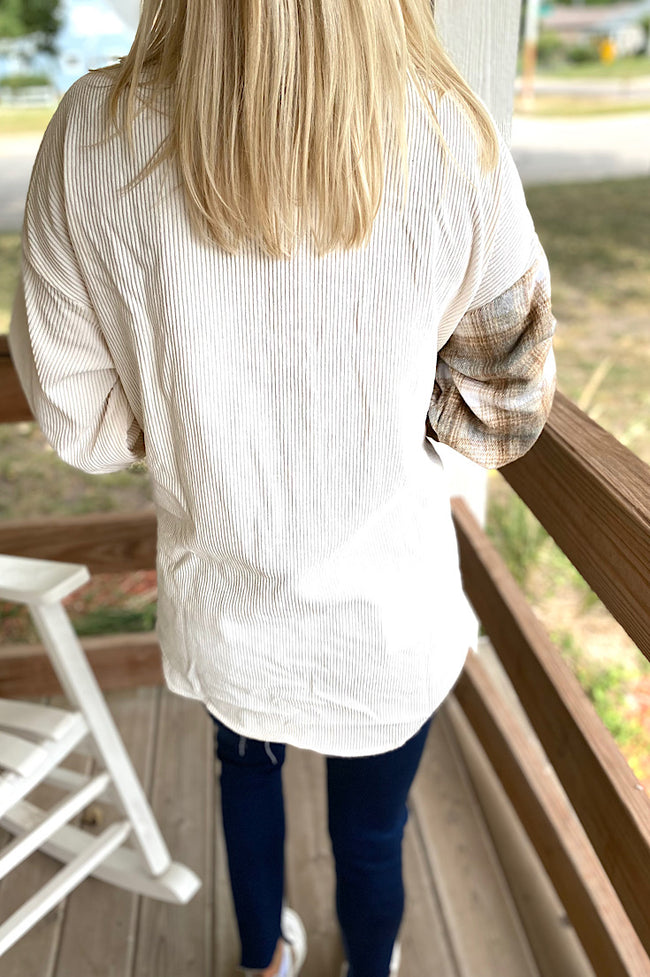 Harris Colorblock Ivory Corduroy Shacket