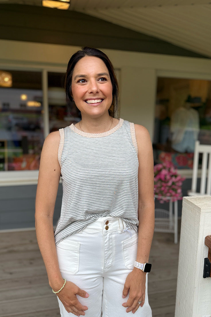 Ashlyn Grey Stripe Tank