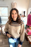 Greer Crew Neck Nordic Pattern Sweater