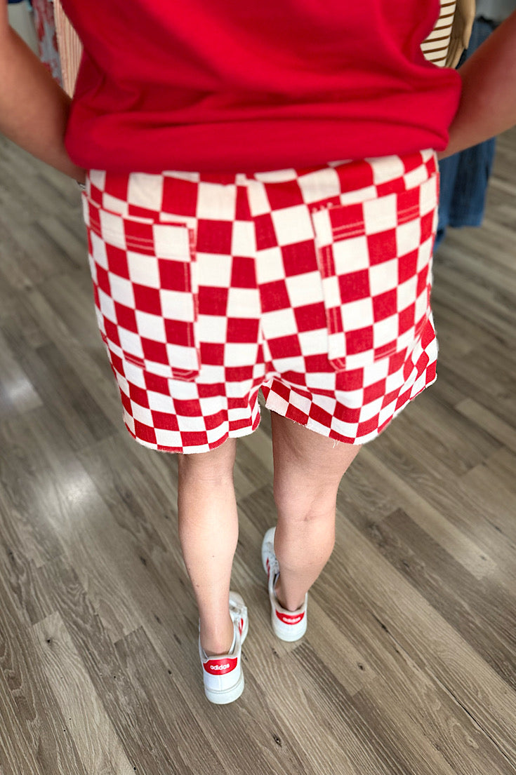 Jackson Red & White Checkered Shorts