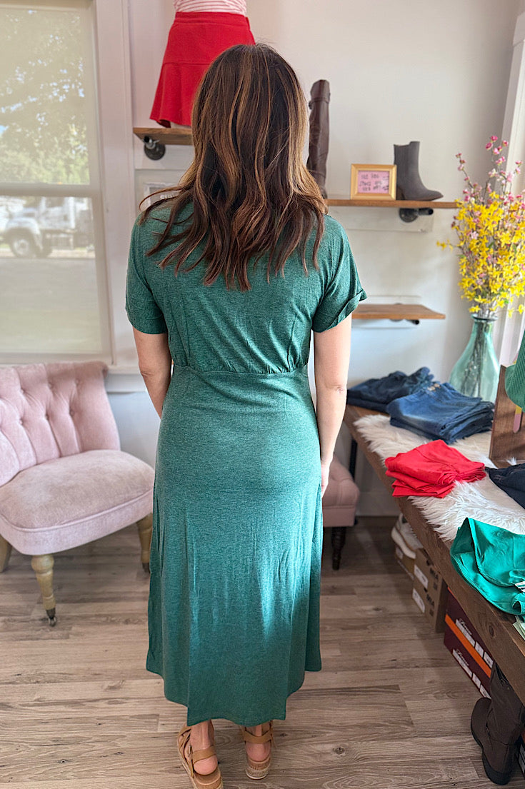 Eisley Hunter Green Button Up Dress