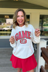Game Day Vintage White Whip Stitch Hoodie