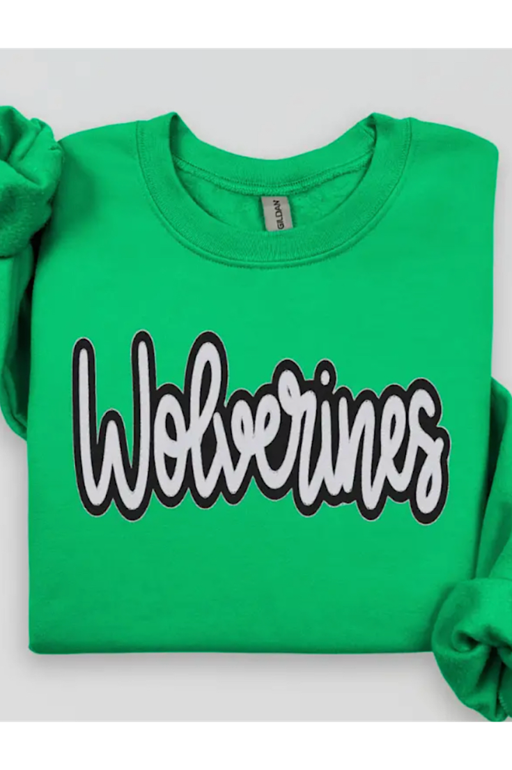 Wolverines Applique Green Sweatshirt {Youth and Adult}