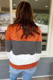 Anaya Rust and Striped Pullover