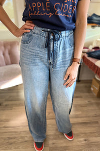 Jayleen Judy Blue Elastic Waist Straight Leg Denim