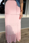 Ellis Blush Pink Tiered Maxi Skirt