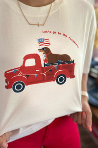 Patriotic Dachshund Oversized Boxy Tee