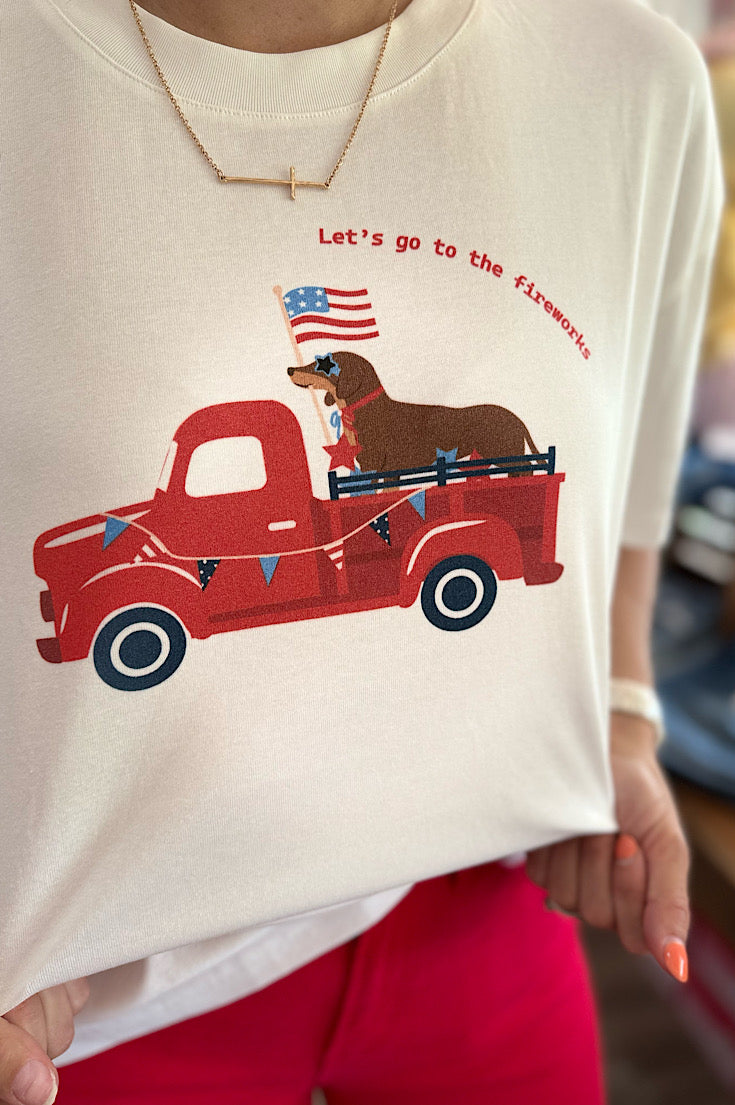 Patriotic Dachshund Oversized Boxy Tee