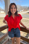 Collins Red Short Sleeve Woven Blouse