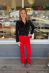 Avery Red Flare Ponte Pant