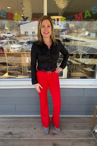 Avery Red Flare Ponte Pant