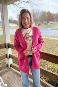Trinity Open Front Fuschia Cardigan