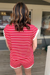 Laney Red and Ivory Striped Top and Shorts Set