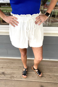 Lynn White Dressy Textured Shorts