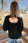 Faith Black Keyhole Back Sweater