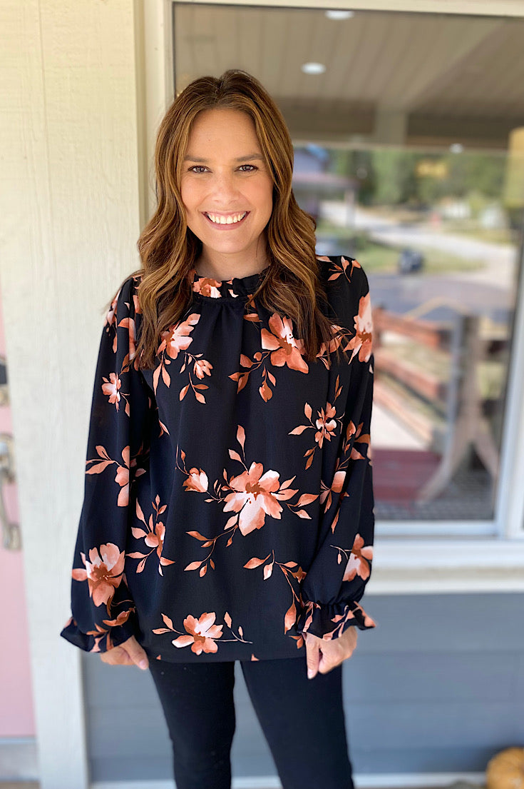 Hailee Black Floral Blouse