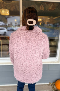 Addison  Mauve Fuzzy Draped Front Jacket
