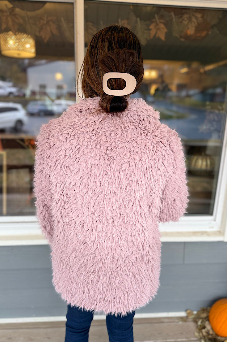 Addison  Mauve Fuzzy Draped Front Jacket
