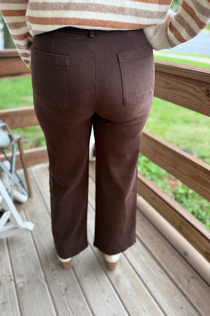 Boone Chocolate Bow Patch Pocket Pants