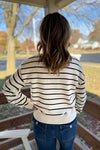 Beaux Cream and Green Stripe Pocket Sweater