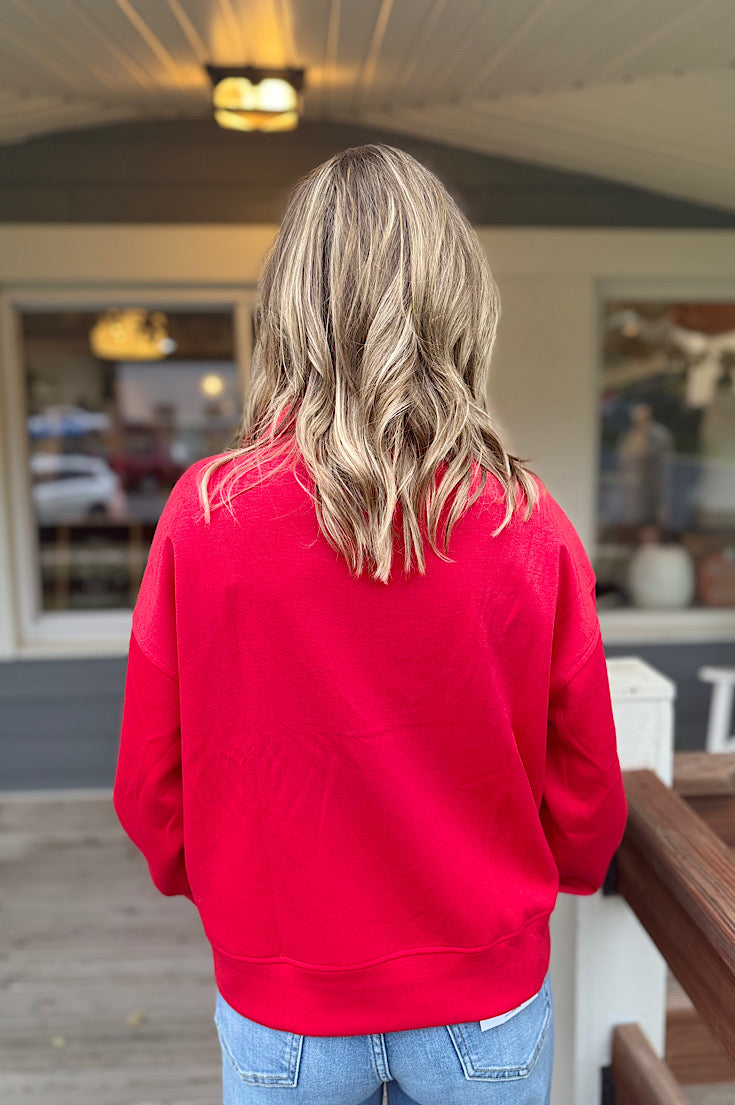 Olivia Ruby Red Scuba 1/4 Zip Pullover