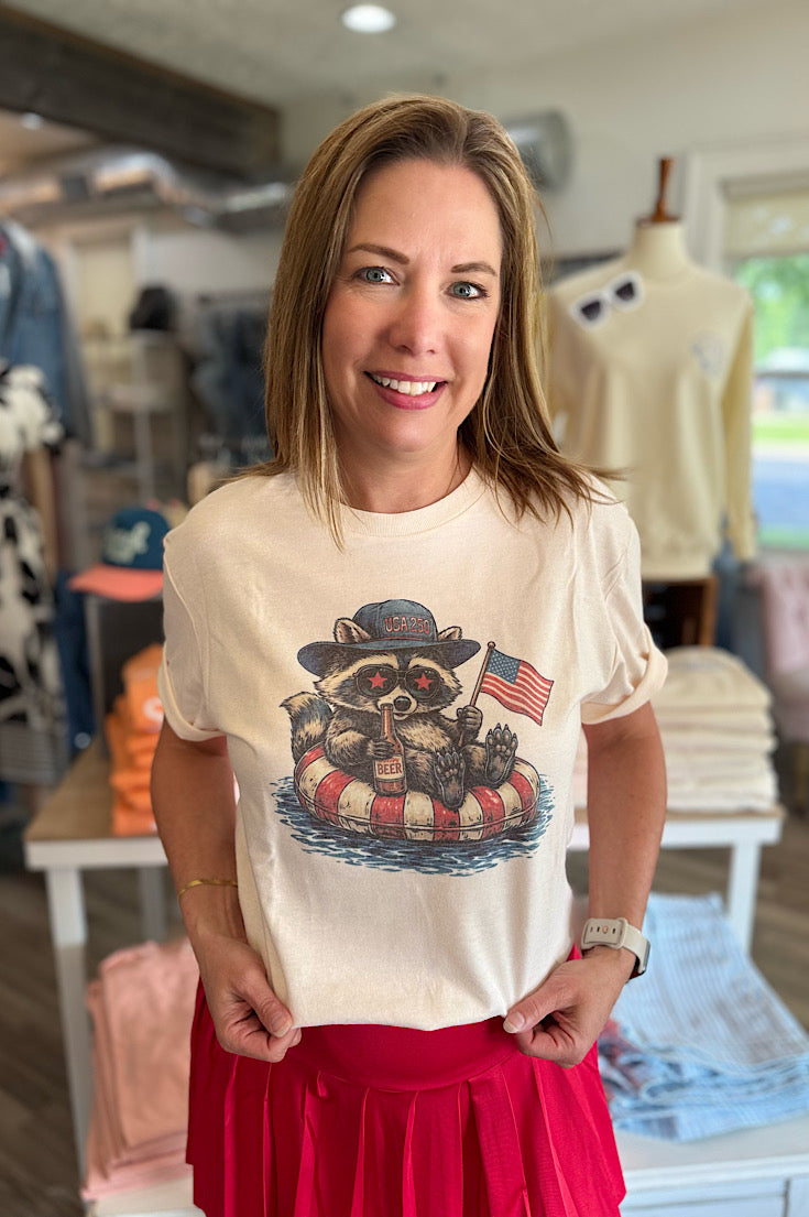 Patriotic 250 Floatin' Raccoon Tee