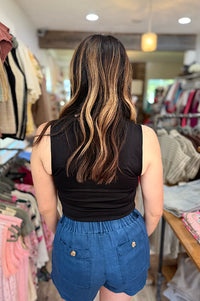 Ainsley Black Double Layer Square Neck Tank