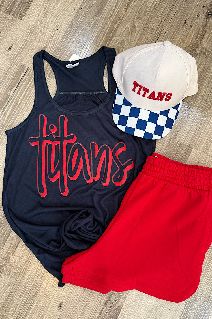 Titans Navy Tank with Red Puff